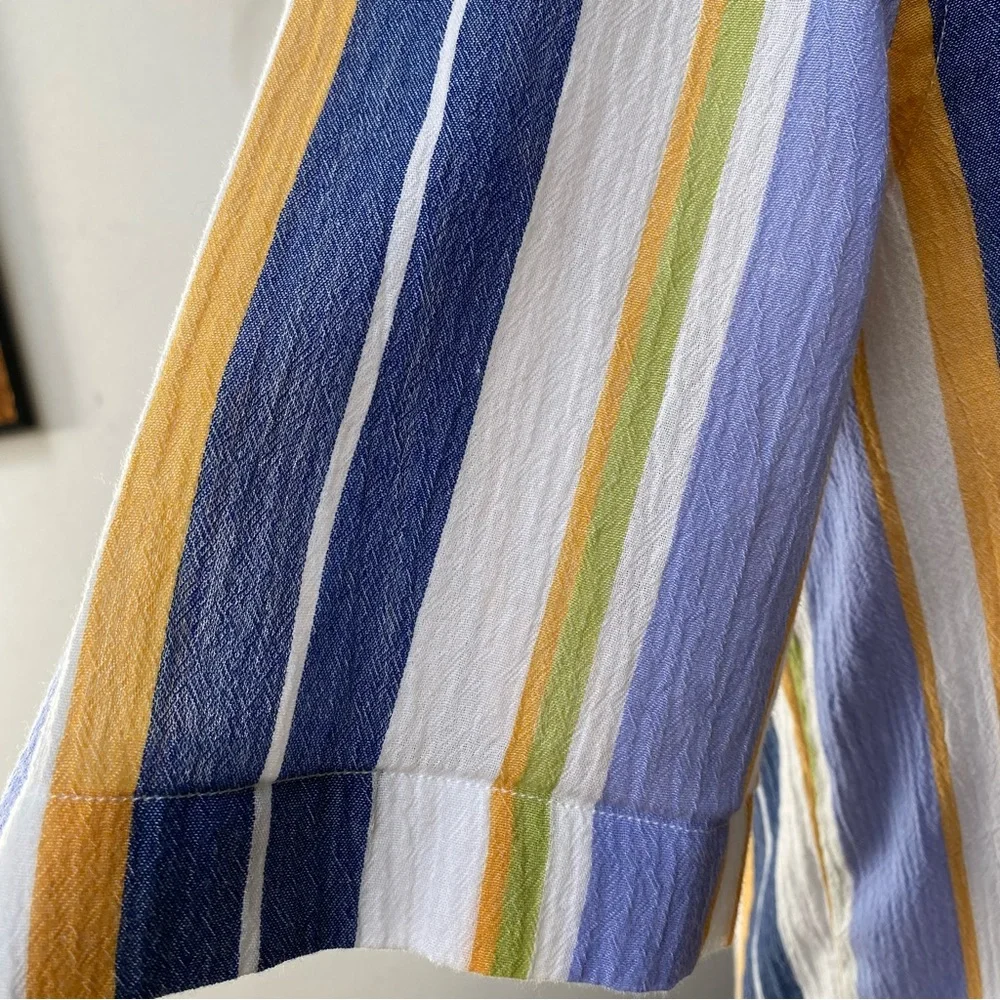 Zara Retro Striped Gauze Cotton Button Up Shirt - Picture 7 of 14